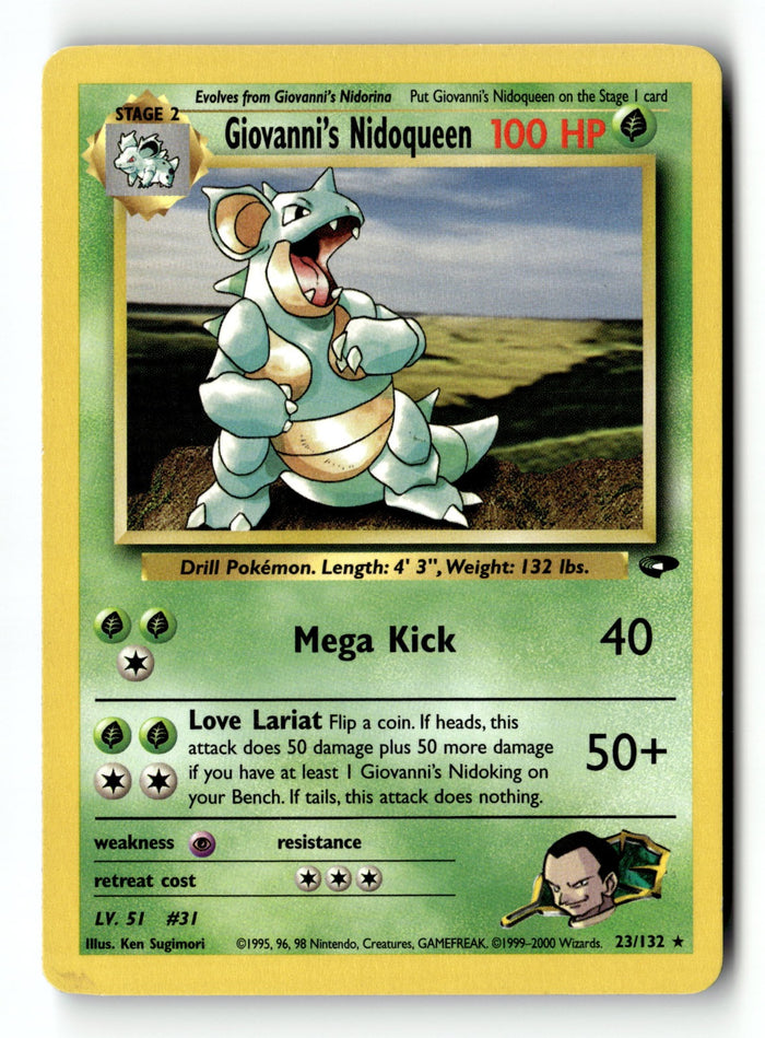 Pokemon Card Giovanni's Nidoqueen Unlimited LP Gym Challenge 023/132