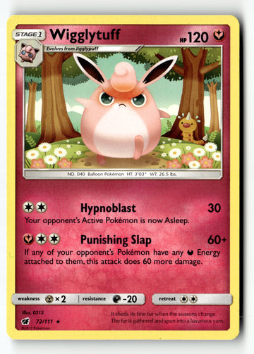 Pokemon Card Wigglytuff LP SM - Crimson Invasion 72/111