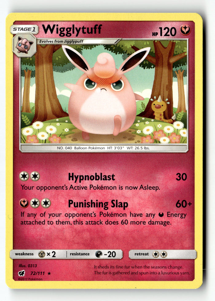 Pokemon Card Wigglytuff LP SM - Crimson Invasion 72/111
