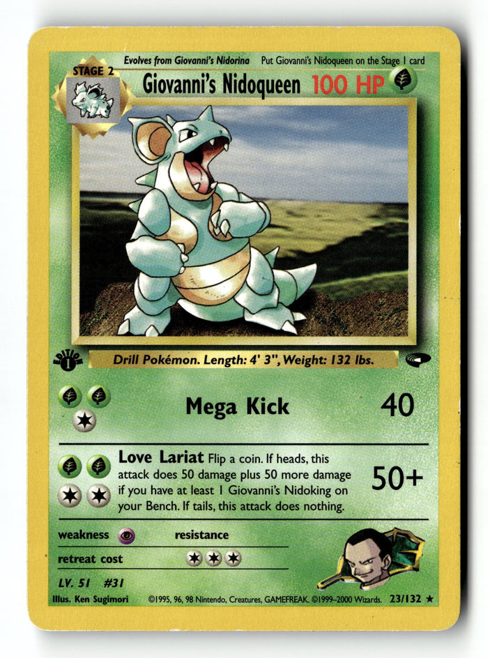 Pokemon Card Giovanni's Nidoqueen 1st Edition LP Gym Challenge 023/132