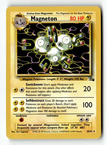 Pokemon Card Magneton (26) Unlimited LP Fossil 26/62