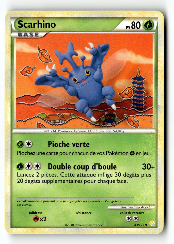 Pokemon Card Heracross ITALIAN LP HeartGold & SoulSilver 43/123
