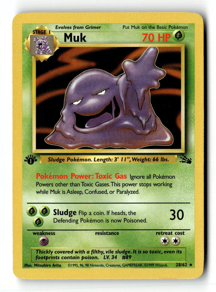 Pokemon Card Muk (28) 1st Edition LP Fossil 28/62