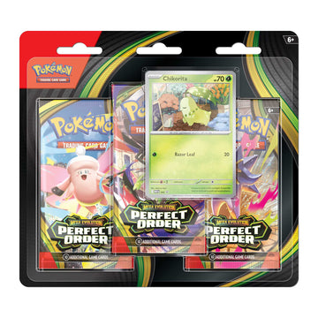 Pokémon TCG: Mega Evolution—Perfect Order 3-Pack Blister (Chikorita)