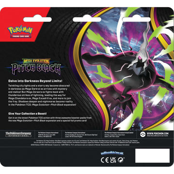 Pokémon TCG: Mega Evolution—Pitch Black 3-Pack Blister (Binacle) (back)