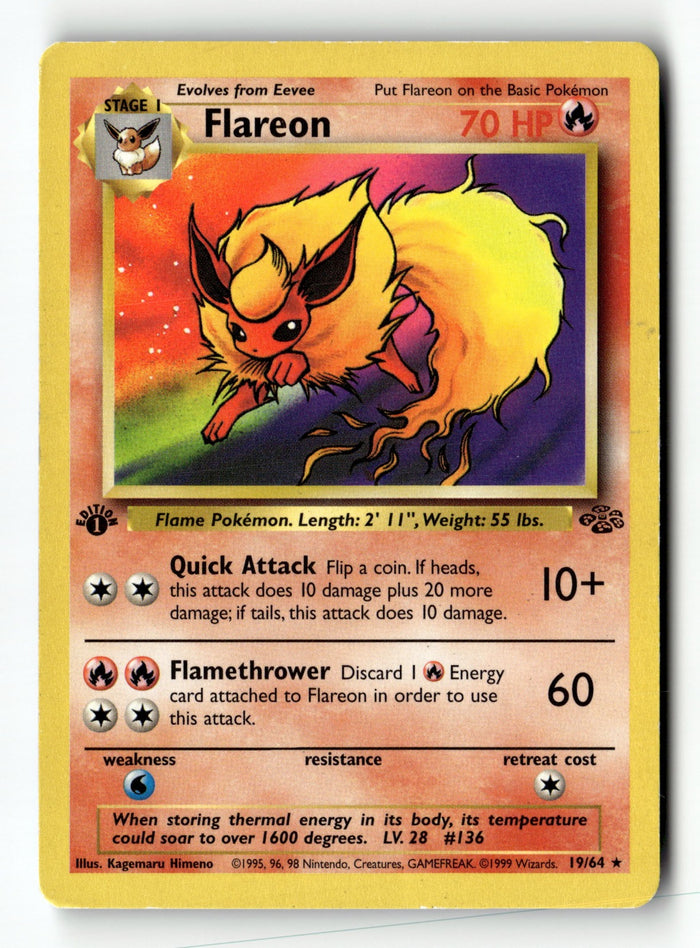 Pokemon Card Flareon (19) 1st Edition LP Jungle 19/64