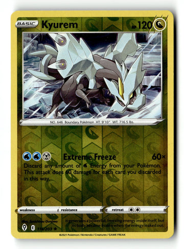 Pokemon Card Kyurem Reverse Holo LP SWSH07: Evolving Skies 116/203
