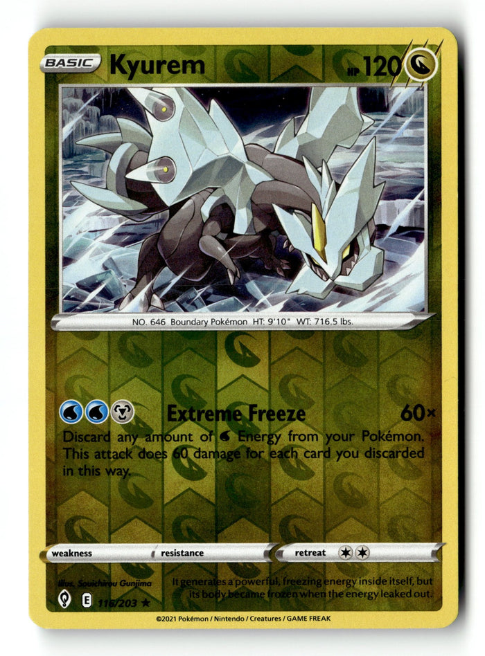 Pokemon Card Kyurem Reverse Holo LP SWSH07: Evolving Skies 116/203