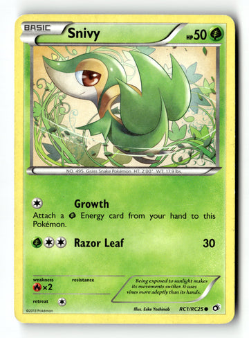 Pokemon Card Snivy Holo LP Legendary Treasures: Radiant Collection RC1/RC25