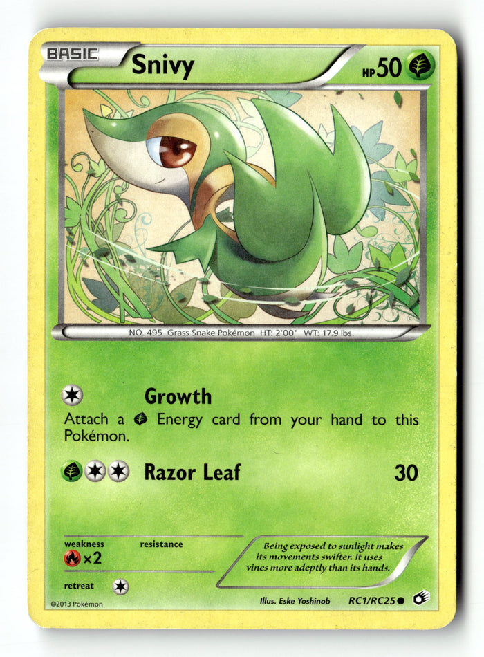 Pokemon Card Snivy Holo LP Legendary Treasures: Radiant Collection RC1/RC25