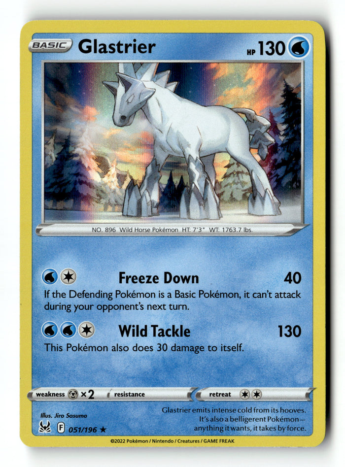 Pokemon Card Glastrier Reverse Holo LP Lost Origin 051/196