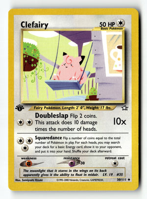 Pokemon Card Clefairy 1st Edition LP Neo Genesis 030/111
