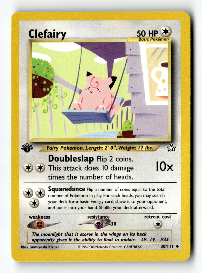 Pokemon Card Clefairy 1st Edition LP Neo Genesis 030/111