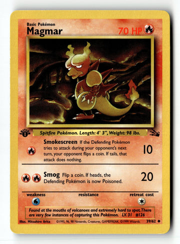 Pokemon Card Magmar 1st Edition LP Fossil 39/62