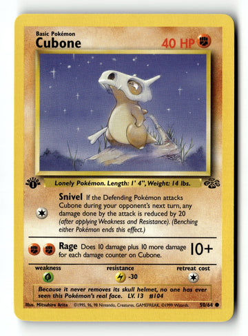 Pokemon Card Cubone 1st Edition LP Jungle 50/64