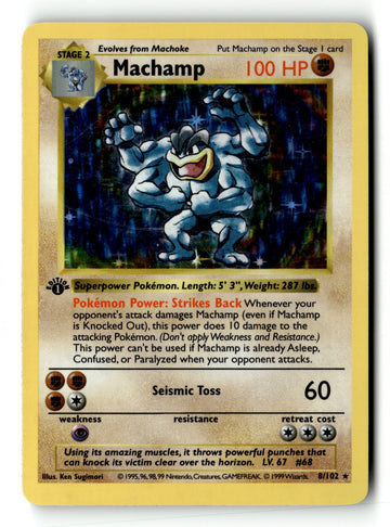 Pokemon Card Machamp - 8/102 1st Edition Holo LP Deck Exclusives 8/102