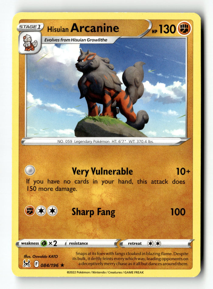 Pokemon Card Hisuian Arcanine - LP Deck Exclusives 084/196