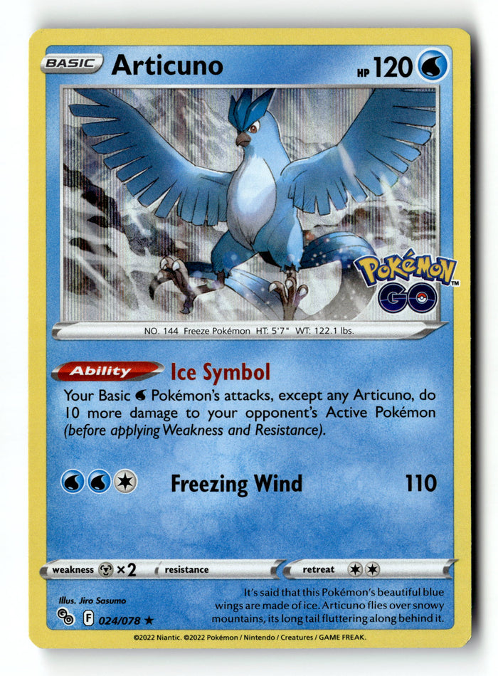 Pokemon Card Articuno LP Pokemon GO Holo Rare 024/078