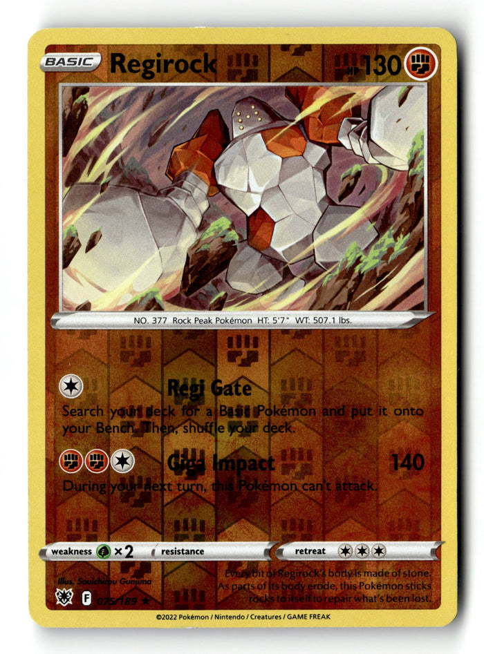 Pokemon Card Regirock Reverse Holo LP SWSH10: Astral Radiance 075/189