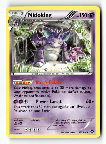 Pokemon Card Nidoking Normal LP XY - Steam Siege 45/114