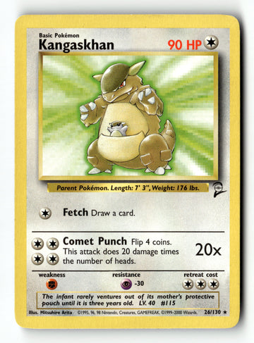 Pokemon Card Kangaskhan LP Base Set 2 Rare 026/130