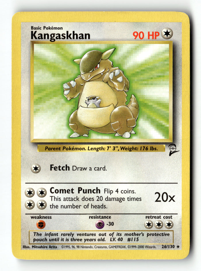 Pokemon Card Kangaskhan LP Base Set 2 Rare 026/130