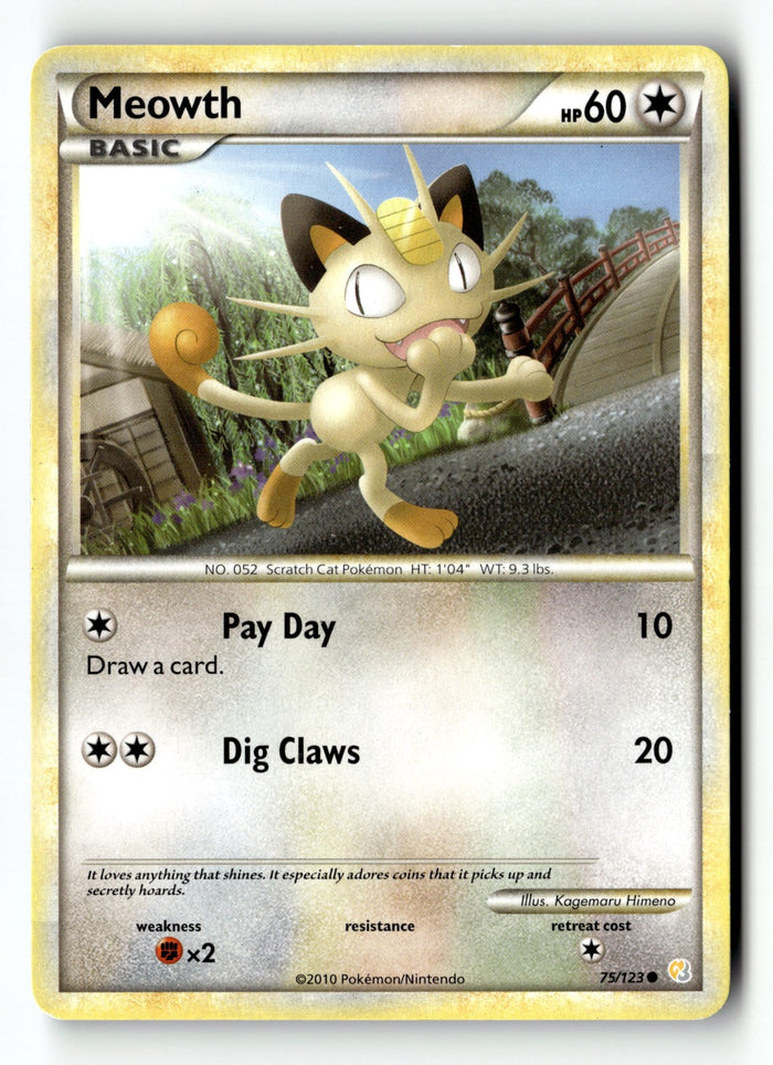 Pokemon Card Meowth LP HeartGold SoulSilver 75/123