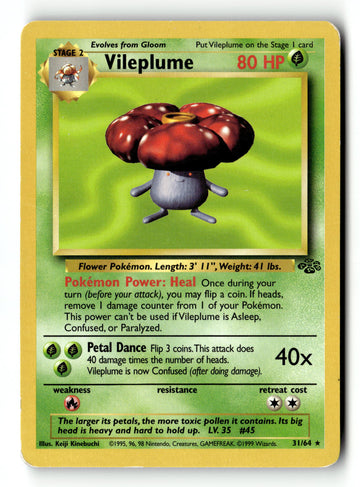 Pokemon Card Vileplume (31) Unlimited LP Jungle 31/64