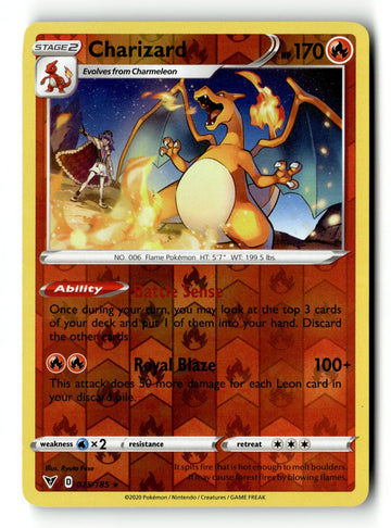 Pokemon Card Charizard Reverse Holo LP SWSH04: Vivid Voltage 025/185