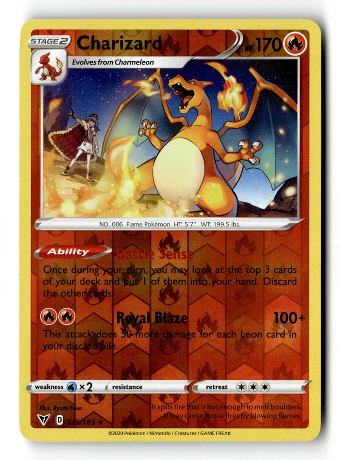 Pokemon Card Charizard Reverse Holo LP SWSH04: Vivid Voltage 025/185