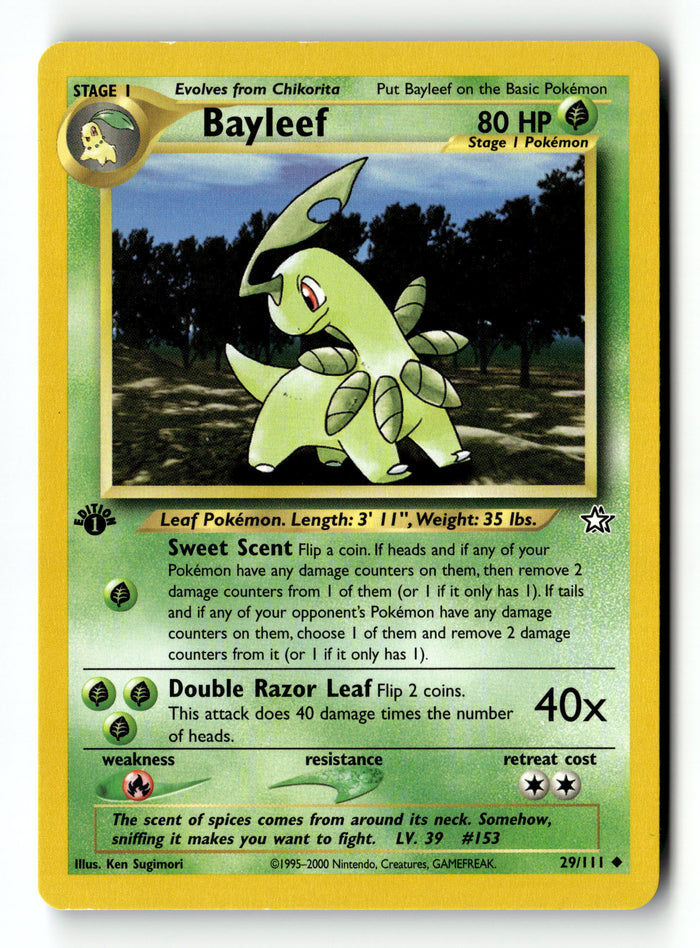 Pokemon Card Bayleef (29) 1st Edition LP Neo Genesis 029/111