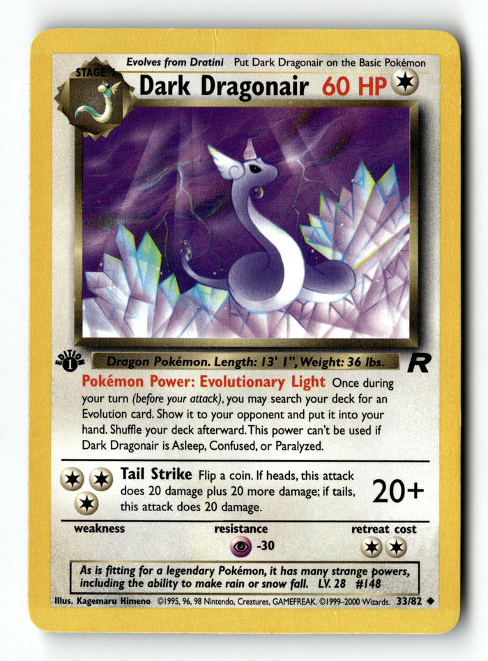 Pokemon Card Dark Dragonair 1st Edition LP Team Rocket 33/82