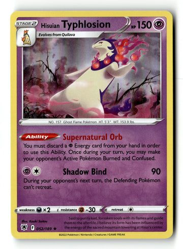 Pokemon Card Hisuian Typhlosion LP SWSH10: Astral Radiance 052/189