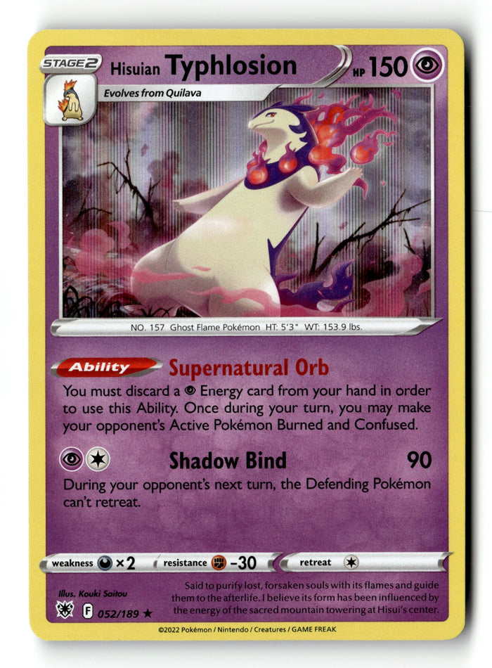Pokemon Card Hisuian Typhlosion LP SWSH10: Astral Radiance 052/189