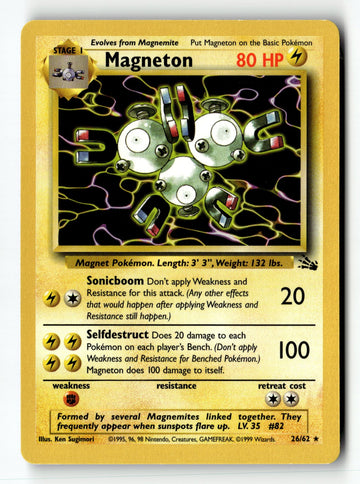 Pokemon Card Magneton (26) Unlimited LP Fossil 26/62