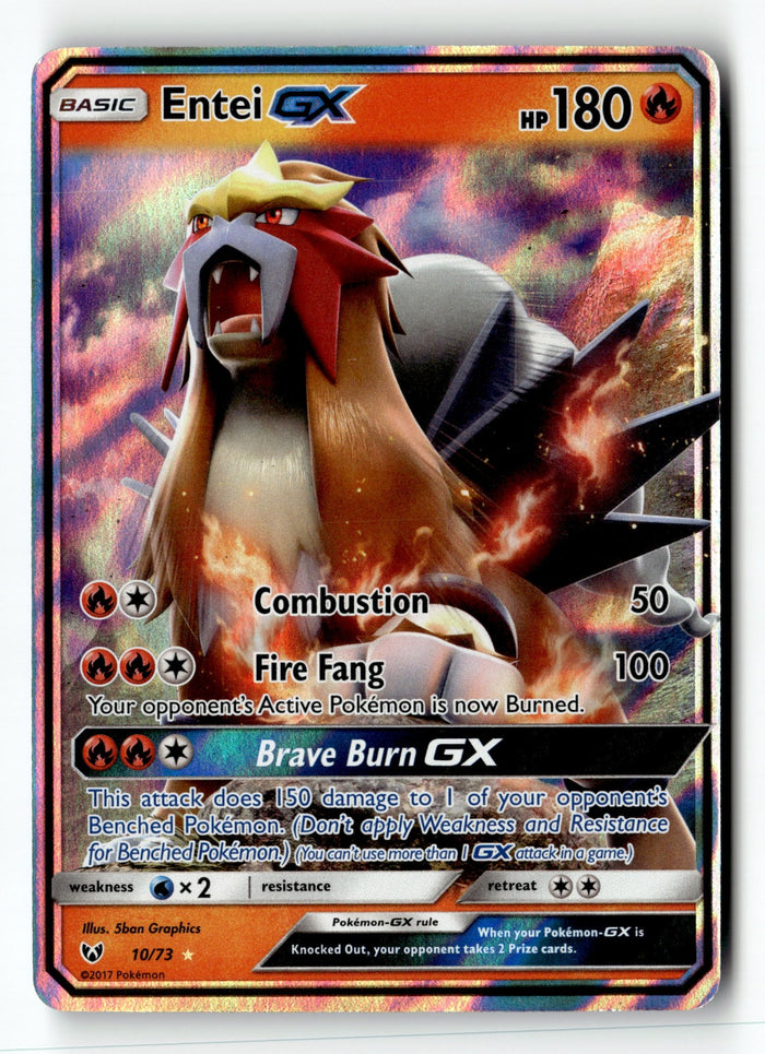 Pokemon Card Entei GX Holo LP Shining Legends 10/73