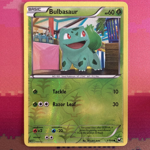 Bulbasaur Dark Explorers Reverse Holo 1/108 NM + Bulbasaur Shining Legends Reverse Holo Common 1/73 NM