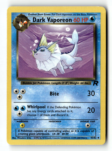 Pokemon Card Dark Vaporeon LP Team Rocket 45/82