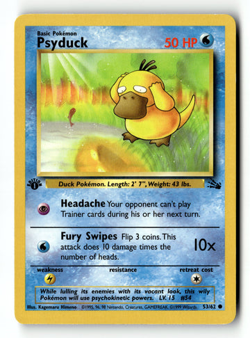 Pokemon Card Psyduck 1st Edition LP Fossil 53/62