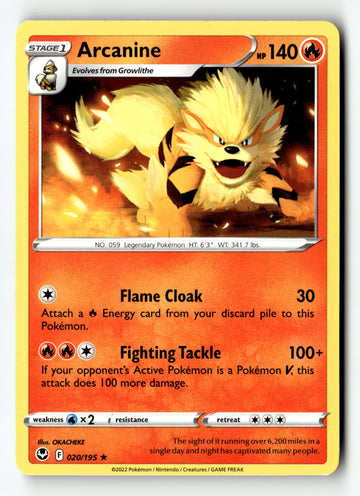 Pokemon Card Arcanine LP Silver Tempest 020/195
