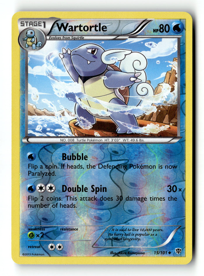 Pokemon Card Wartortle Reverse Holo LP Plasma Blast 15/101