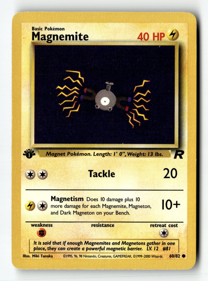Pokemon Card Magnemite 1st Edition LP Team Rocket 60/82