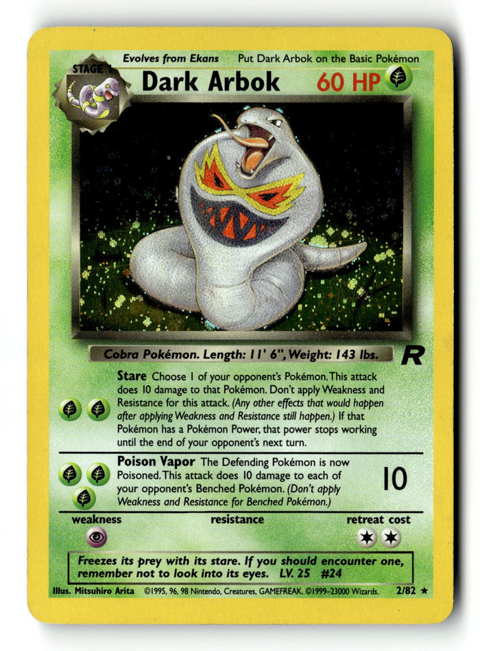 Pokemon Card Dark Arbok (2) Unlimited Holo LP Team Rocket 2/82