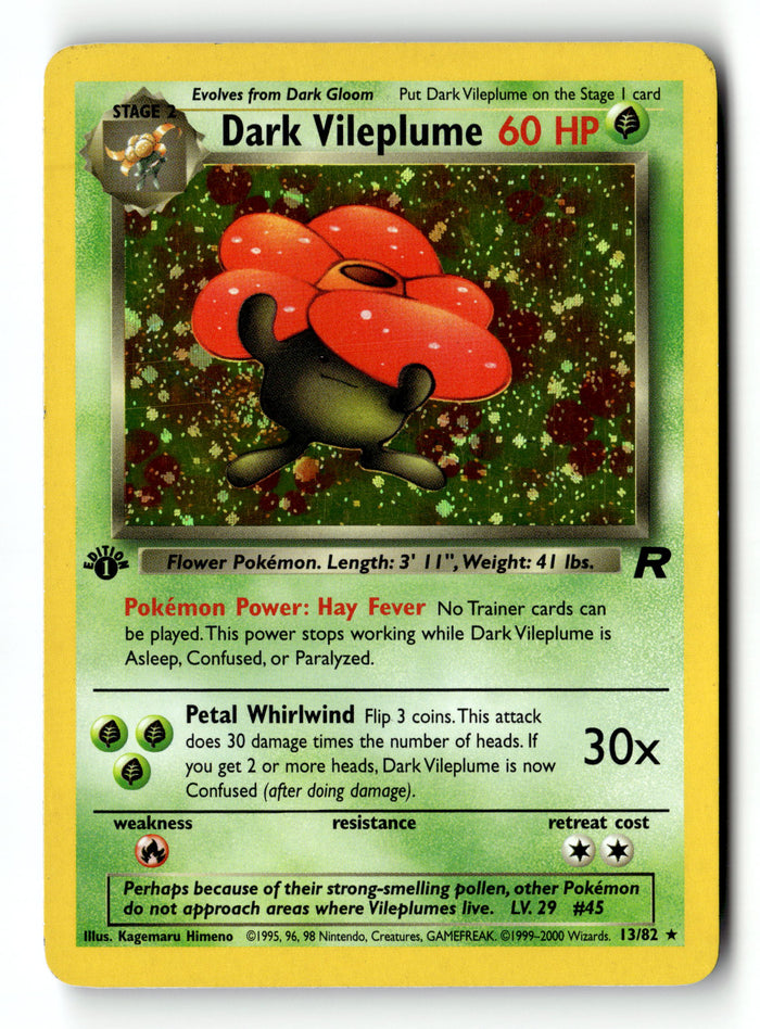 Pokemon Card Dark Vileplume (13) LP Team Rocket 1st Edition Holo Rare 13/82
