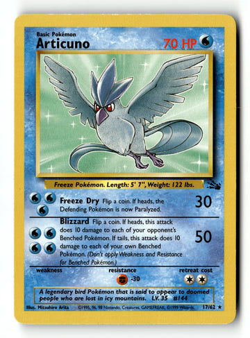 Pokemon Card Articuno LP Fossil Unlimited Rare 17/62