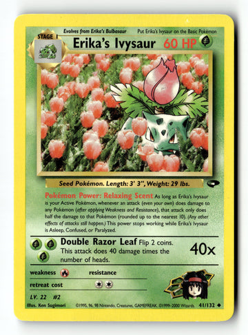 Pokemon Card Erika's Ivysaur Unlimited LP Gym Challenge 041/132