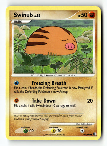 Pokemon Card Swinub LP Stormfront 77/100