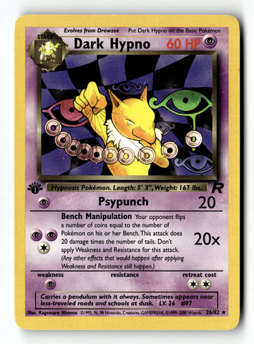 Pokemon Card Dark Hypno (26) 1st Edition LP Team Rocket 26/82