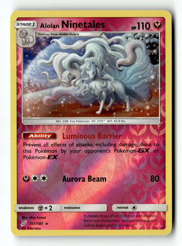 Pokemon Card Alolan Ninetales LP SM - Team Up Holo Reverse Holo Rare 111/181