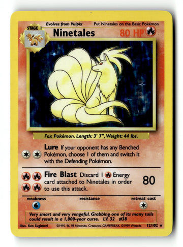 Pokemon Card Ninetales LP Base Set 012/102